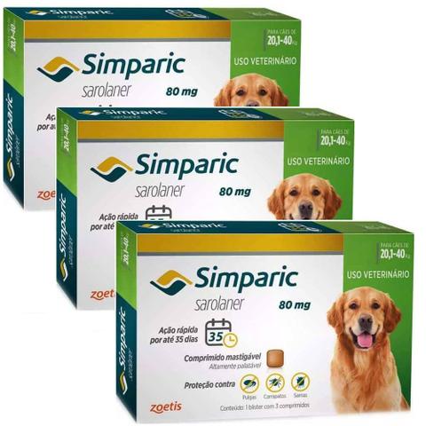 Imagem de Combo Anti Pulgas Simparic 80 mg 20,1 A 40 Kg 9 Comprimidos